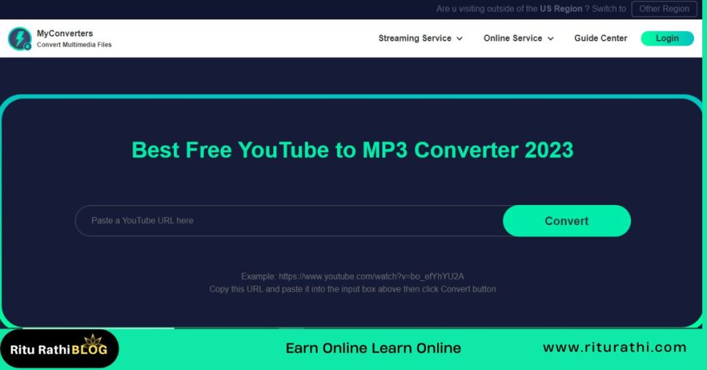 YouTube To Mp3 Using MyConverters